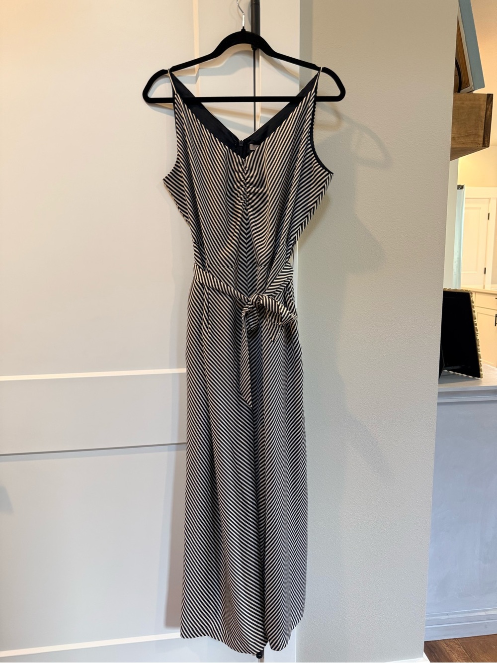 H&M Black and White Striped Jumpsuit with Tie Waist